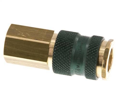 Messing DN 7.2 (Euro) Groen-Coded Luchtkoppeling Snelkoppeling G 1/4 inch Binnendraad - CLS7-F-B-GRE-P-CD-014