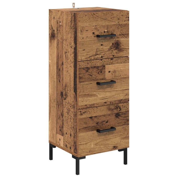 vidaXL - Dressoir - Oudhout - 34,5 - x - 34 - x - 90 - cm - Bewerkt - hout