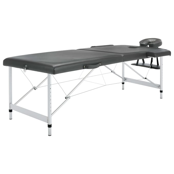 vidaXL - Massagetafel - met - 2 - zones - 186x68 - cm - aluminium - frame - antraciet