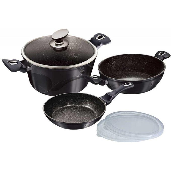 Berlinger Haus Carbon Pro Serie - Pannenset - Soft Touch Handgreep - Geïnduceerde Verwarming