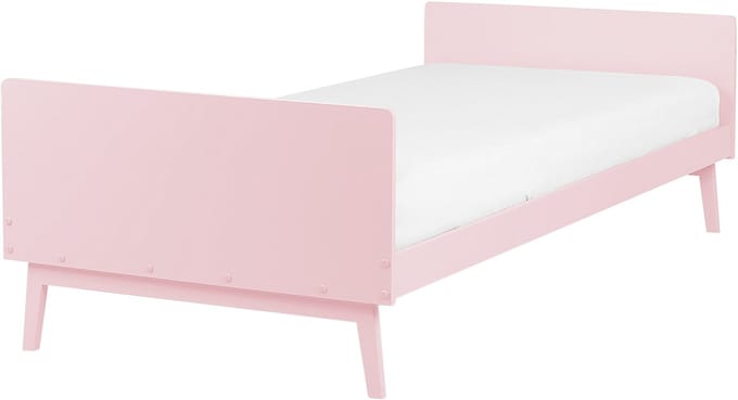 BONNAC - Eenpersoonsbed - Pastelroze - 90 x 200 cm - Dennenhout