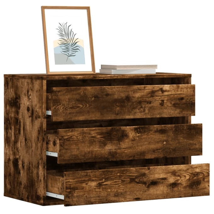 vidaXL - Ladekast - 80x41x58 - cm - bewerkt - hout - gerookt - eikenkleurig