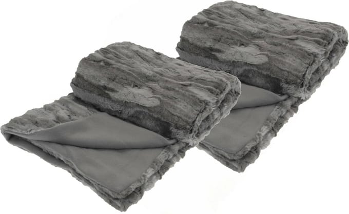 Fleece dekens/plaids - 2x - titanium grijs - 130 x 150 cm