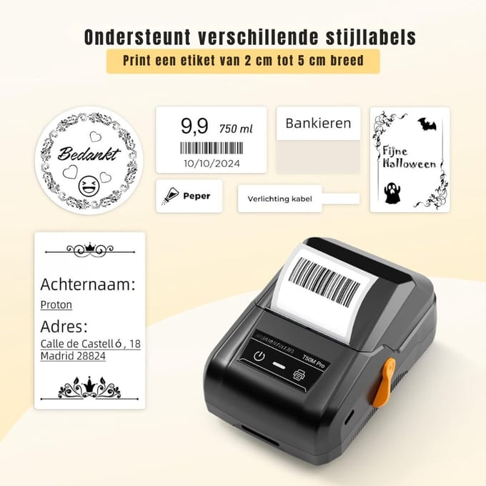 AHD® Labelmaker - Labelprinter - Labelwriter - Label Printer - Labelprinters - Zwart - 15cm x 11cm x 7cm
