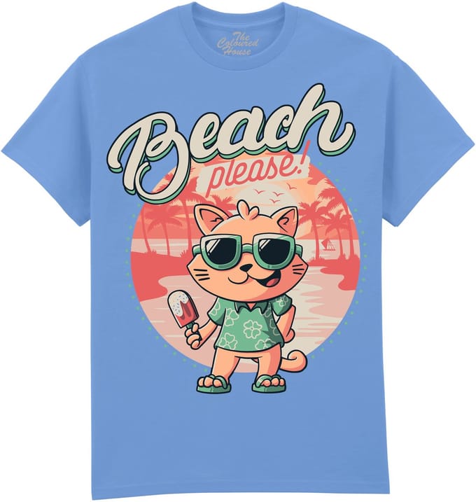 Beach Please - Cat The Coloured House T-shirt L
