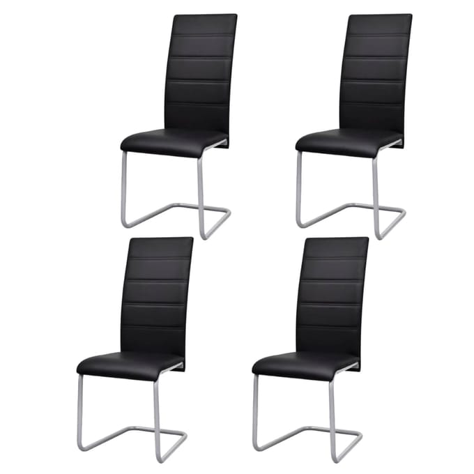 vidaXL - Eetkamerstoelen - 4 - st - kunstleer - zwart