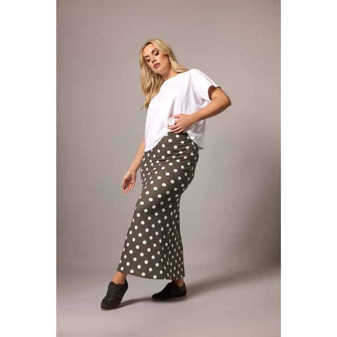 Limited Collection Chocoladebruine Rok Met Stippen Size 42
