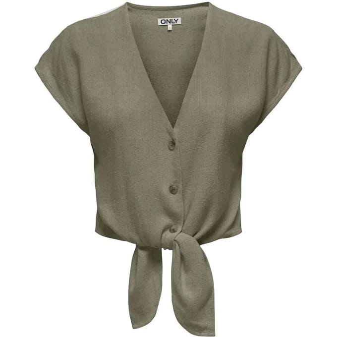 ONLY ONLSIESTA SS KNOT LIN BL SHIRT PNT NOOS Dames Blouse - Deep Lichen Green