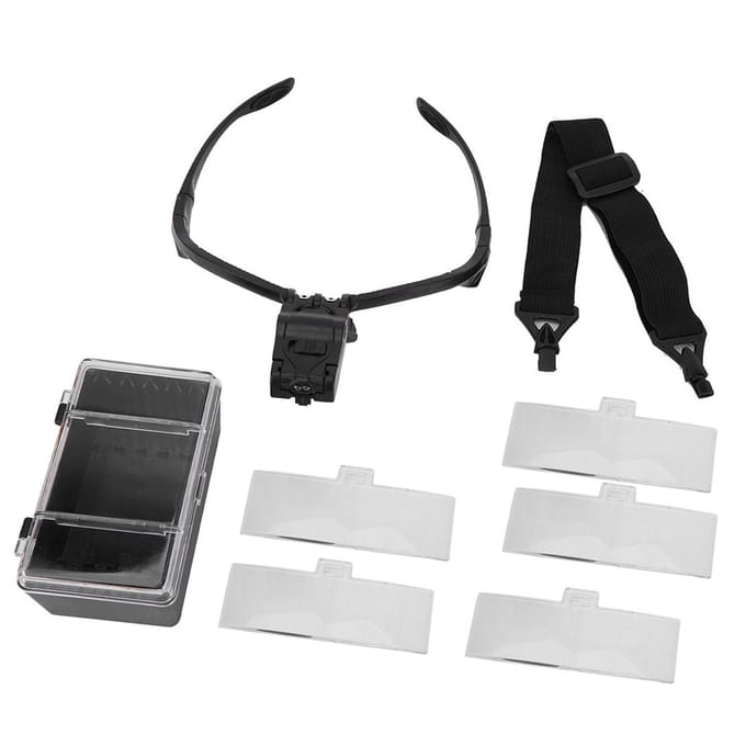 Bril Type Hoofdband Vergrootglas met 5 Lenzen LED Lamp voor Wimperverlenging Gebruik