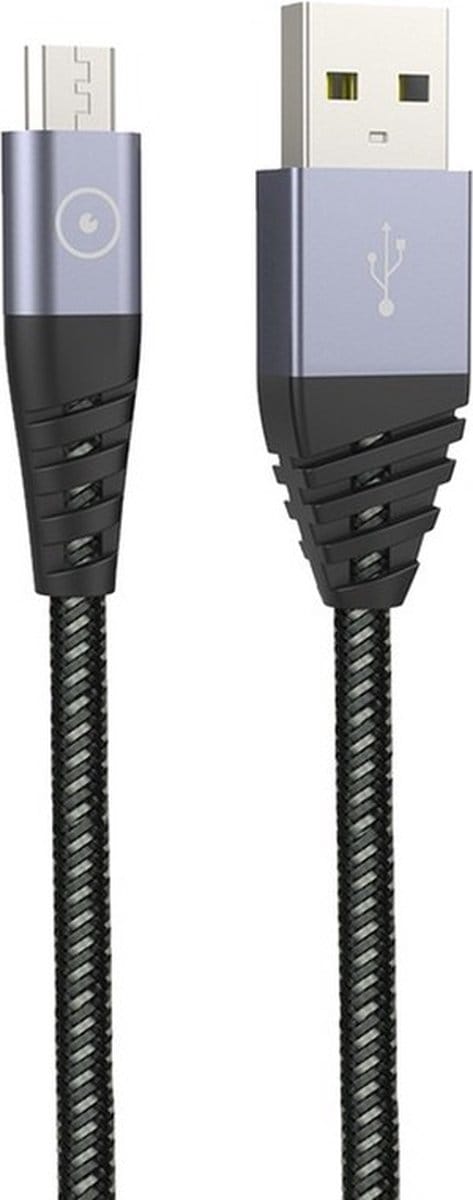 Muvit, Ultrabestendige USB-A/Micro-USB 2M oplaad- en overdrachtkabel, Grijs