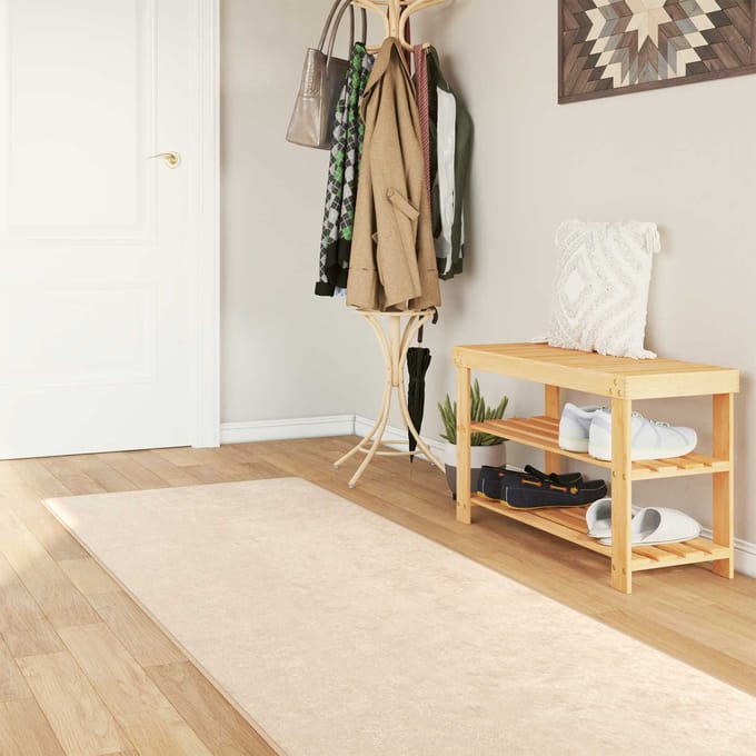 vidaXL - Tapijt - Runner - MARSA - Crèmekleurig - 100 - x - 400 - cm - Polyester - en - PVC