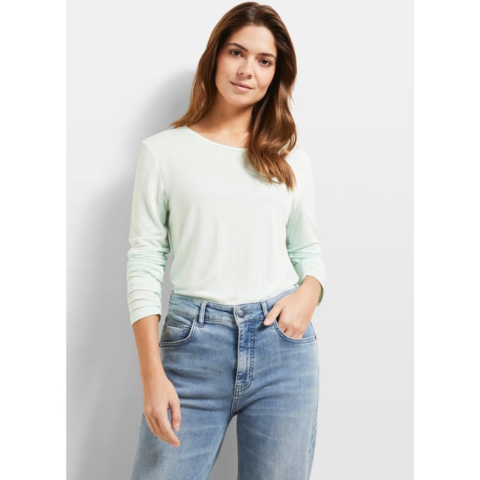 Bugatti Damen Shirt met lange mouwen en ronde hals