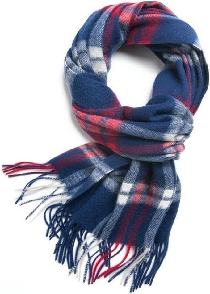 Wollen Sjaal Heren – Sjaal Heren – Geruite Sjaal – Blauw/Rood