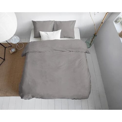 Primaviera Deluxe Uni Satijn - Dekbedovertrek - Eenpersoons - 140x200/220 + 1 kussensloop 60x70 - Grijs
