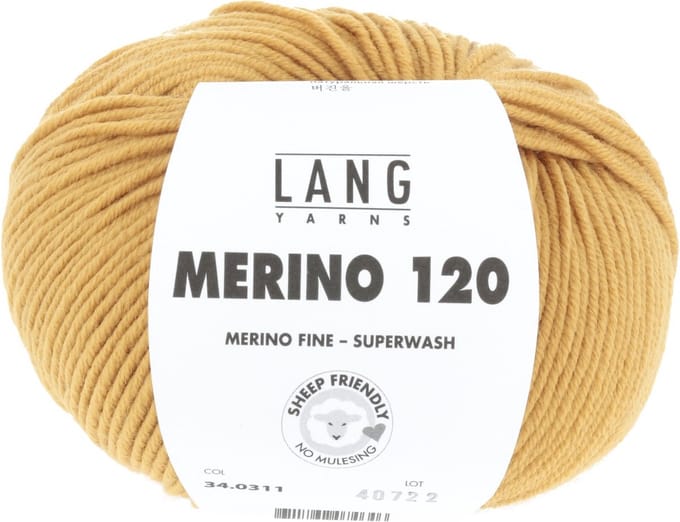 Lang Yarns Merino 120 - 311 okergeel - Merinowol Garen