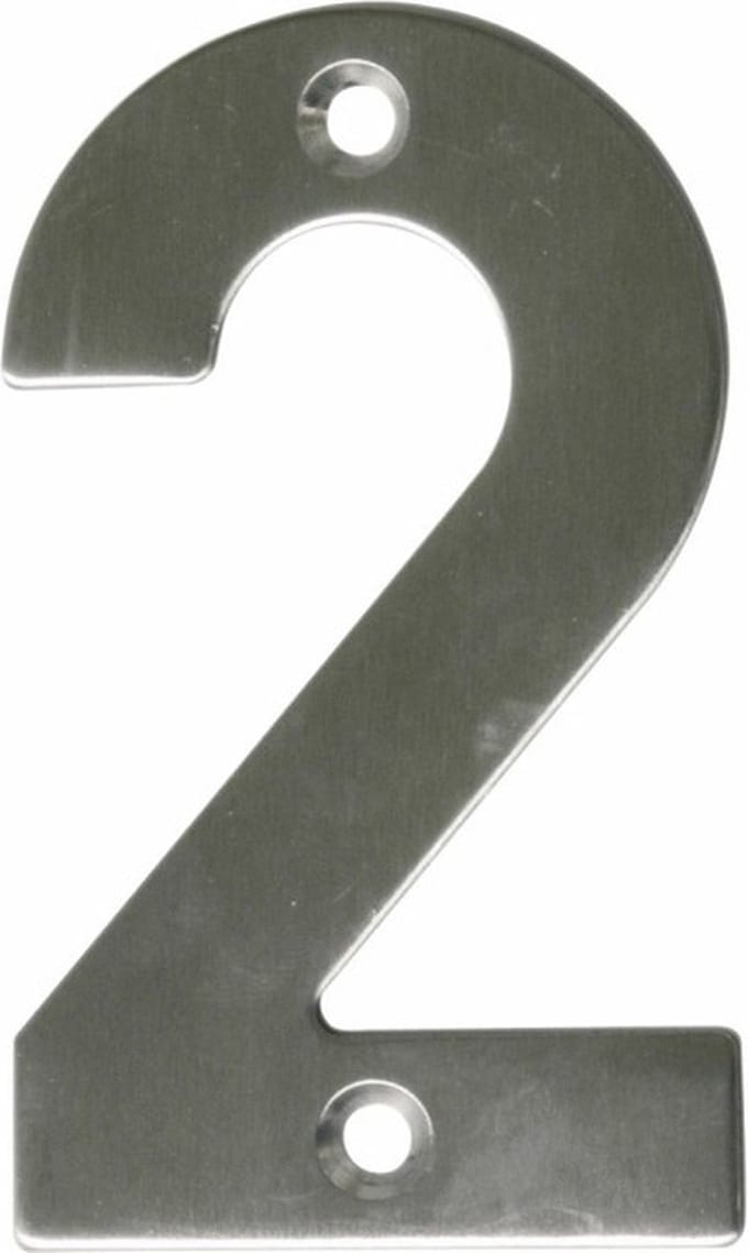 AMIG Huisnummer 2 - massief Inox RVS - 10cm - incl. bijpassende schroeven - zilver