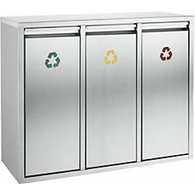Afvalsorteersysteem van rvs, 3 x 15 l