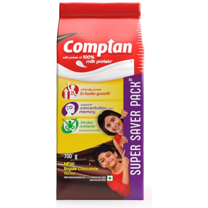 Complan Voedingsdrankpoeder voor Kinderen Royale Chocoladesmaak 700 g Karton Hoog Eiwit Groeiondersteuning yellow