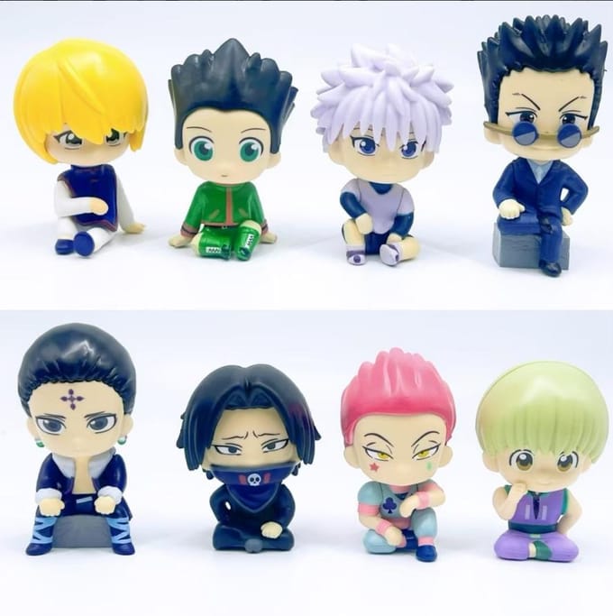8 pièces/ensemble Mignon HUNTER×HUNTER Personnage Figurine Modèle Jouets 8-10cm no box white