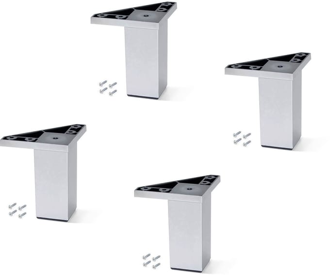 Emuca Lot van 4 Alumix 1 meubelpoten, hoogte 100mm, Plastic, Grijs metallic