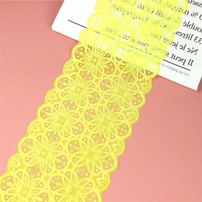 Elastische Kantlint van 18 cm x 2 m voor DIY, Kledingdecoratie en Bruiloft, Geel, Versieringen, Handwerk