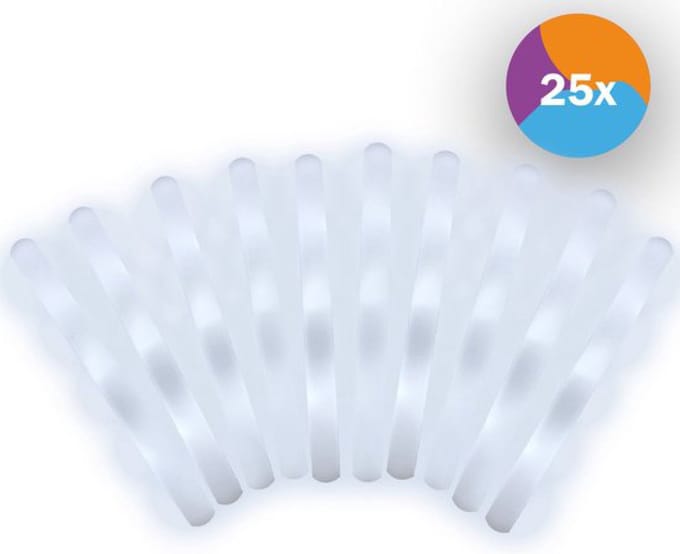 Fjesta© LED foam sticks - Glow In The Dark - Lichtstaaf - 25 Stuks - Wit