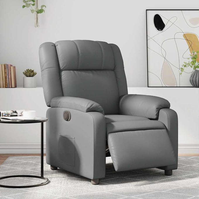 vidaXL - Fauteuil - verstelbaar - elektrisch - kunstleer - grijs