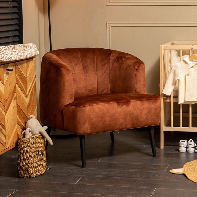 Bronx71® Stoel babykamer velvet Billy koper