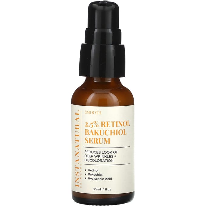 InstaNatural, Sérum Rétinol 2,5% Bakuchiol, 1 fl oz (30 ml) black