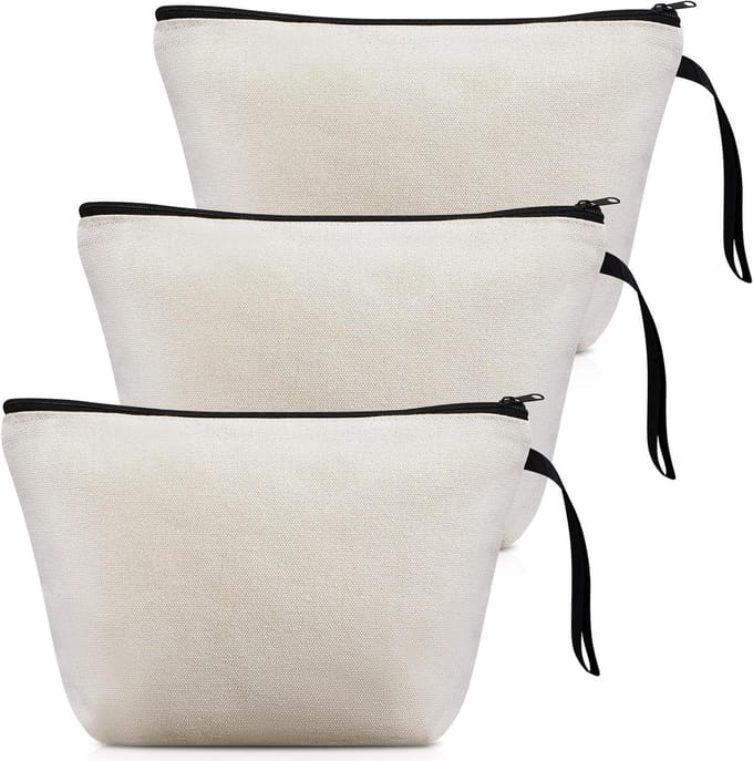 3 Stuks Canvas Opbergtassen - Lege Make-uptas voor Knutselen en Cadeaus