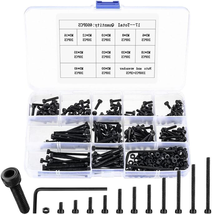 M3 Screw Set, 460 Pieces Cylinder Screws Nut Sets Black Cylinder Head Screws Hex Head Screws Set and Washers Socket - ShopVlot