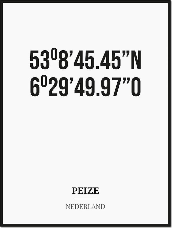 Poster/kaart PEIZE met coördinaten