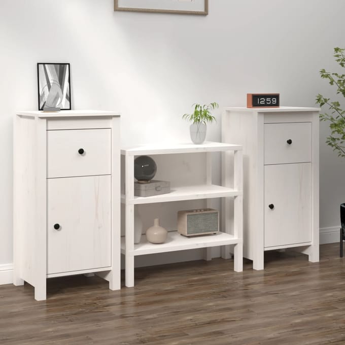 vidaXL - Dressoirs - 2 - st - 40x35x80 - cm - massief - grenenhout - wit