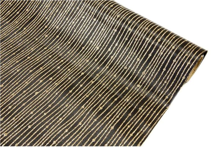 HOBI - Tafelloper Zwart Satijn met Goudglitter 28 cm x 5 m Chique