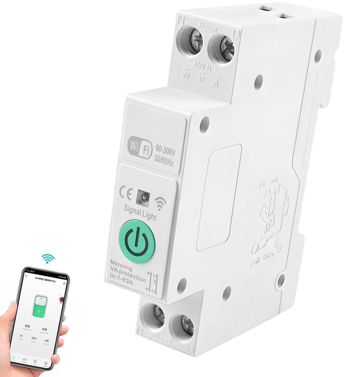 Slimme WIFI Stroomonderbreker met Timer en Vermogensmeting voor Smart Home