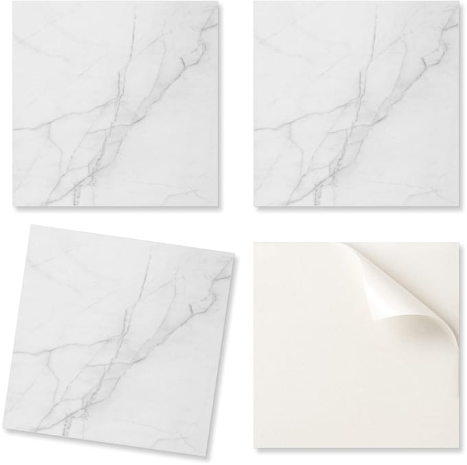 Set vinyl vloertegels met elegant marmerpatroon, 20x20x20 cm