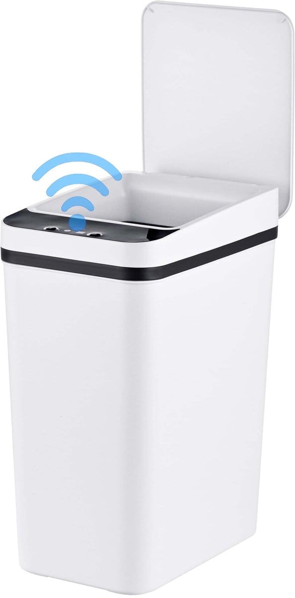 Prullenbak met sensor - 9 l - vuilniszakhouder - wit