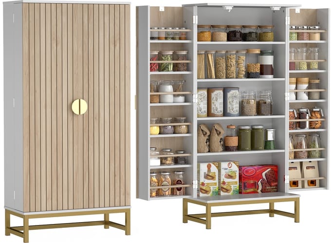 HOMCOM Voorraadkasten - Spaanplaat - 58x29x119,5cm - Wit
