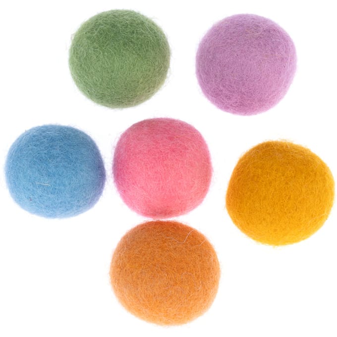 TIAKI kattenspeelgoed vilten ballen - set van 6 (Ø3cm elk)