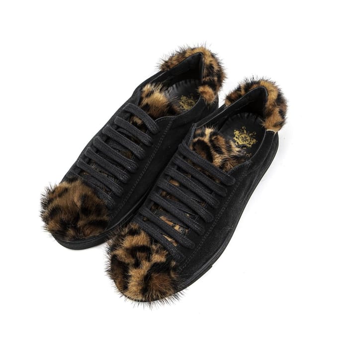 Mr&Mrs Italy Zwarte Leren Dames Sneaker