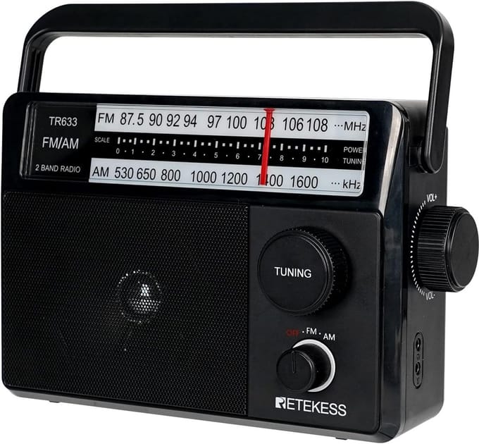 Draagbare AM FM Radio met Hoofdtelefoon Aansluiting en Grote Speaker - Ideaal voor Ouderen