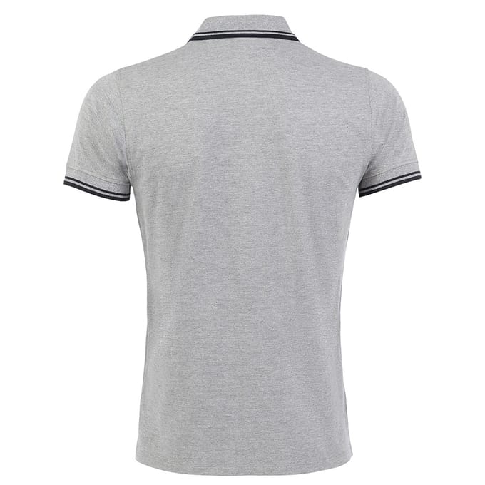 SOLS Heren Pasadena getipt korte mouw Pique Polo Shirt (Heide Grijs/Navy)