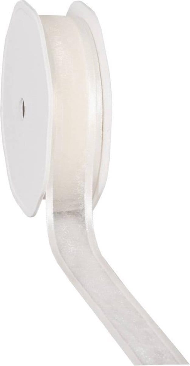 Satin edge Organzalint Champagne – 25 mm × 25 m – Organza