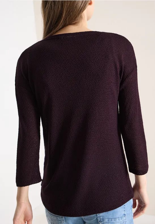 Shirt met 3/4 mouwen in ajourlook