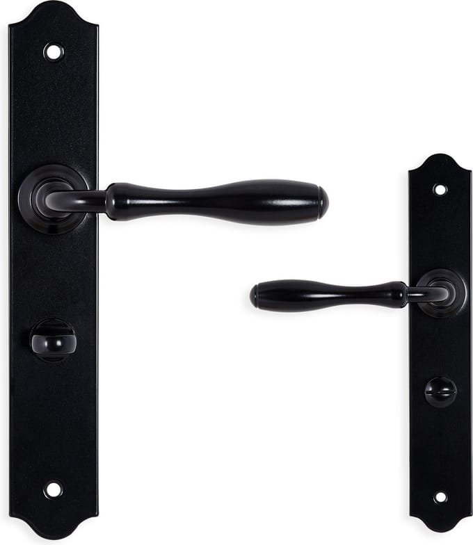 Mazovia Retro deurklink - op langschild - WC 72mm - badkamer - mat zwart