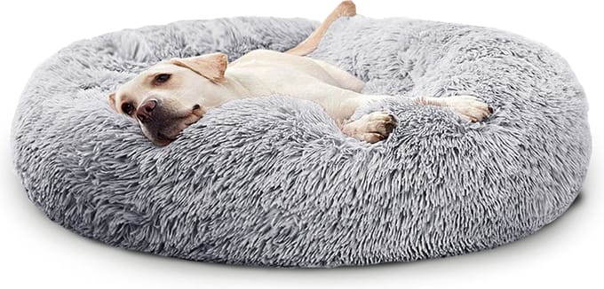 Pet Perfect Donut Hondenmand 100 cm - Fluffy Hondenkussen - Hondenbed - Grijs - Wasbaar