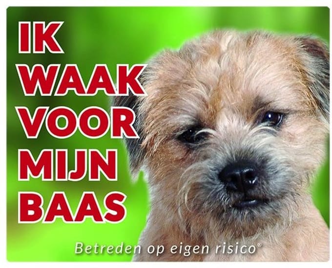 Border Terrier Waakbord - Ik waak voor mijn baas