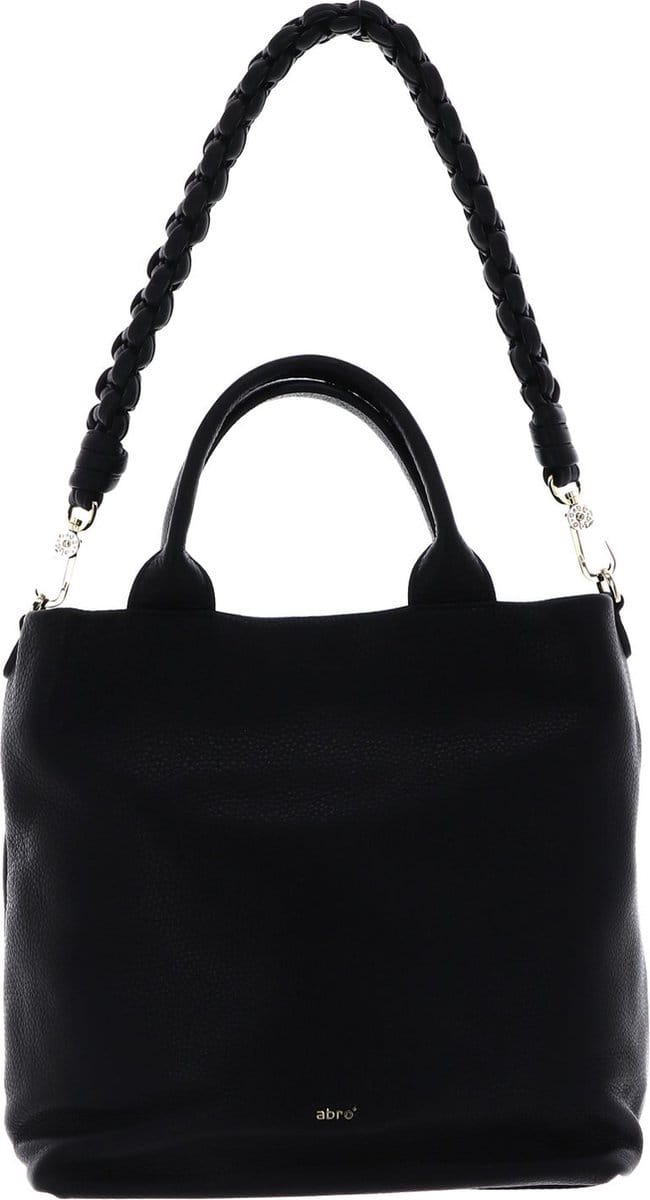 abro Leren Schoudertas Leather Dalia Shopper Kaia Black / Gold Zwart