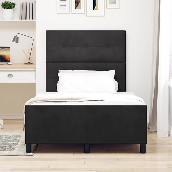vidaXL - Boxspring - bed - met - hoofdeinde - Zwart - 120 - x - 190 - cm - Fluweel