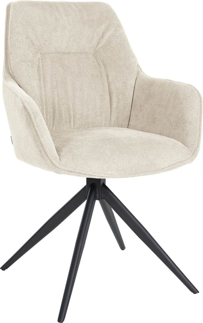 CLP Jules Eetkamerstoel - Draaibaar - Fauteuil - Met armleuning - Metaal frame - Stof - creme